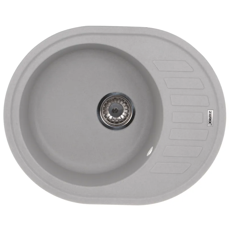 Мойка кухонная Zerix ZS-6250R-09 овальная 620x500 мм Серый (ZX4551)