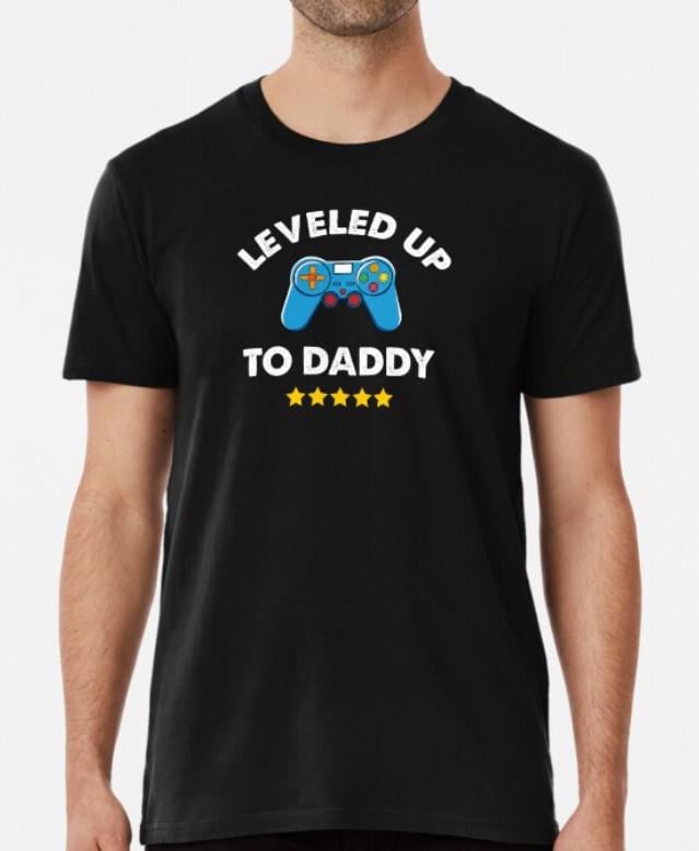 Футболка чоловіча Stedman з принтом Leveled up to daddy для батька S Чорний (ПАПА39-1)