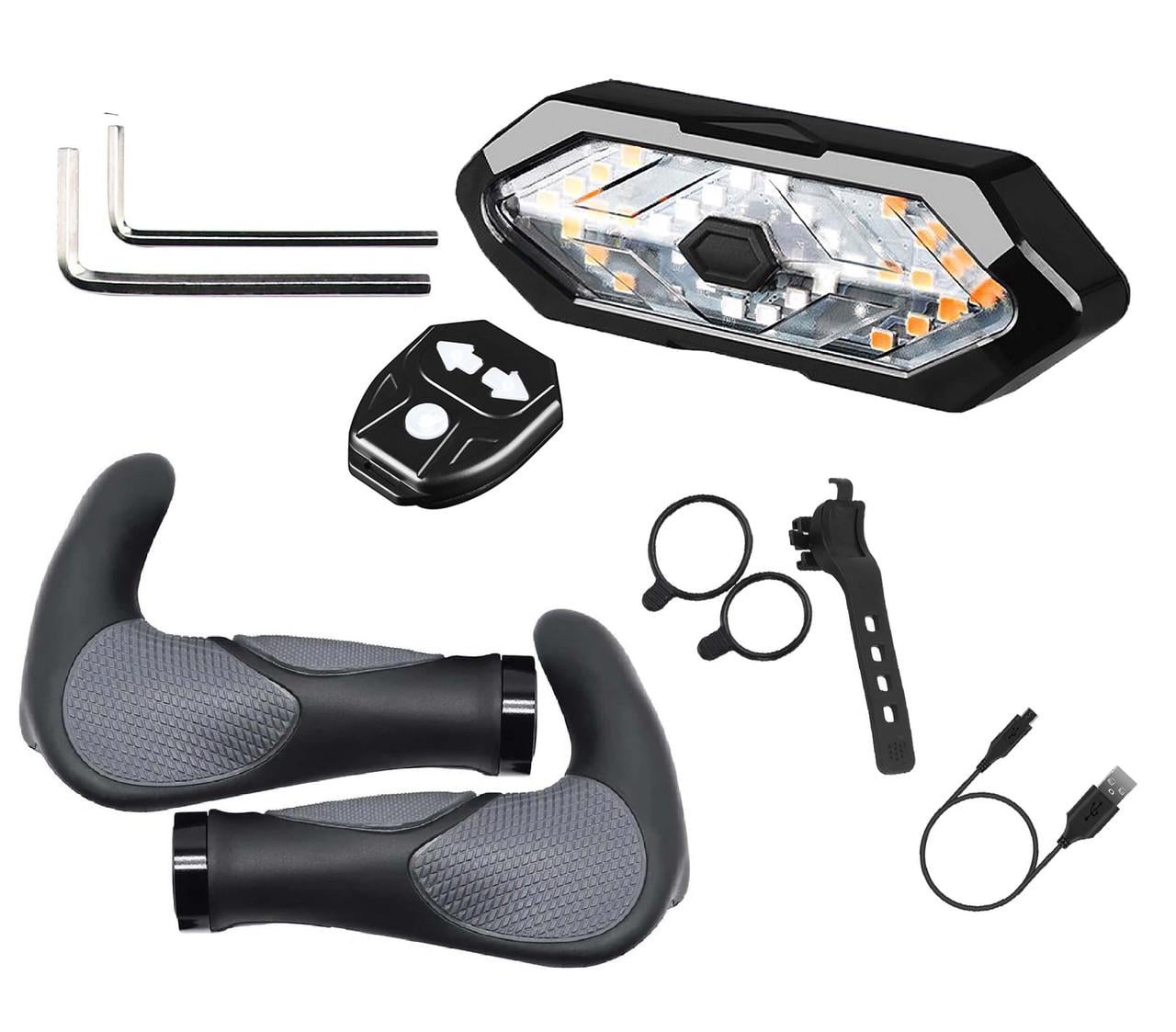 Велосипедный комплект 2в1 грипсы ручки для руля West Biking и фонарь с сигналом поворота и задним стопом с пультом WB Black (id_131187)
