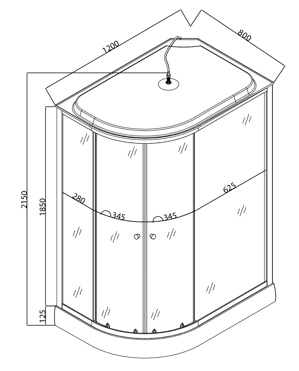 Бокс душевой MIXXUS WAVE SB02-120x80x215-R-FB без гидромассажа с низким поддоном Satin (MI6893) - фото 3 Бокс душевой MIXXUS WAVE SB02-120x80x215-R-FB без гидромассажа с низким поддоном Satin (MI6893) - фото 3