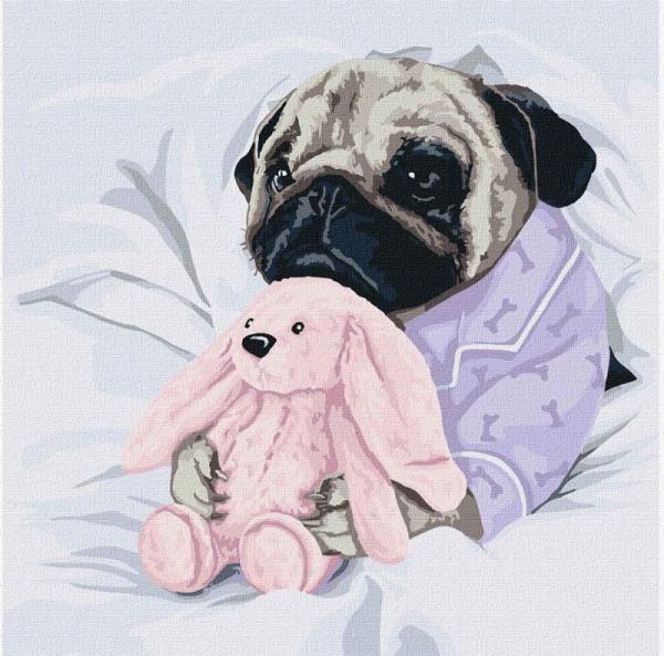 Картина по номерам Идейка Люди Цветы Любимая игрушка 30х30 см в термопакете (KHO4168)