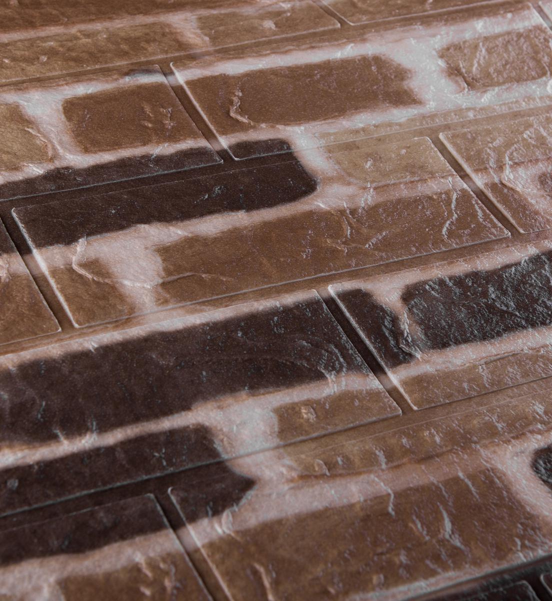 3D-панель декоративная под екатеринославский кирпич самоклеющаяся 700x770x3 мм Коричневый (346-3) - фото 2