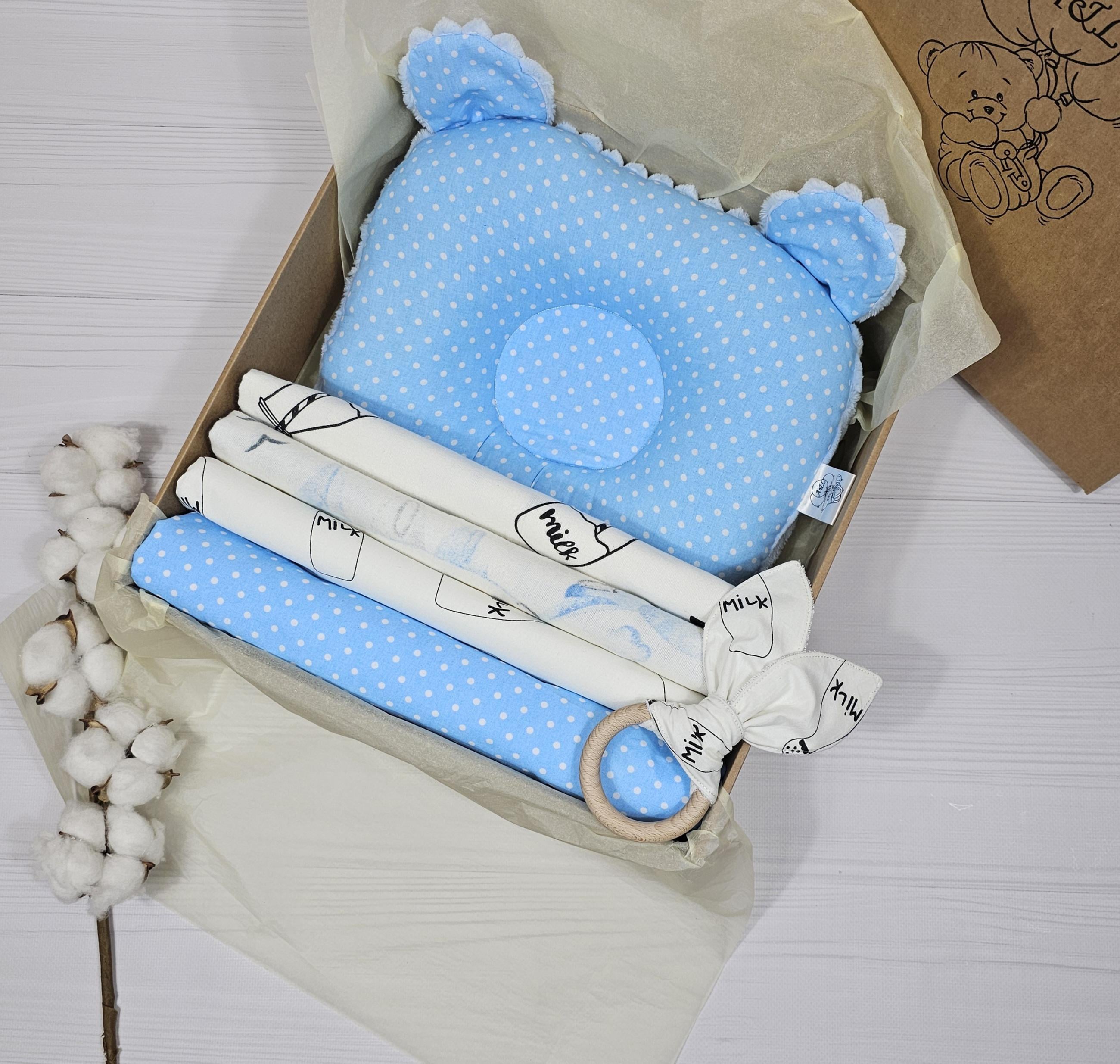 Набор пеленок a.l.babybox Горох №2 6 шт. Бело-голубой