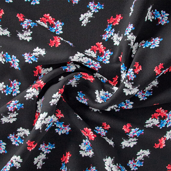 Ткань плательная IDEIA Креп Мадагаскар V-38/1 цветочный 1,5 м Чёрный (2200004212968)