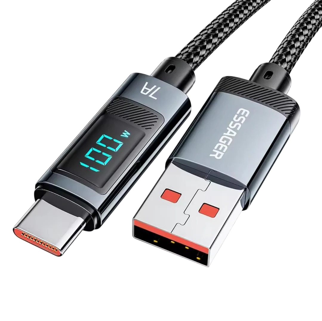 Кабель Essager USB Type-C Fast Charge 100W 7A с дисплеем 2 м (25397253) Кабель Essager USB Type-C Fast Charge 100W 7A с дисплеем 2 м (25397253)