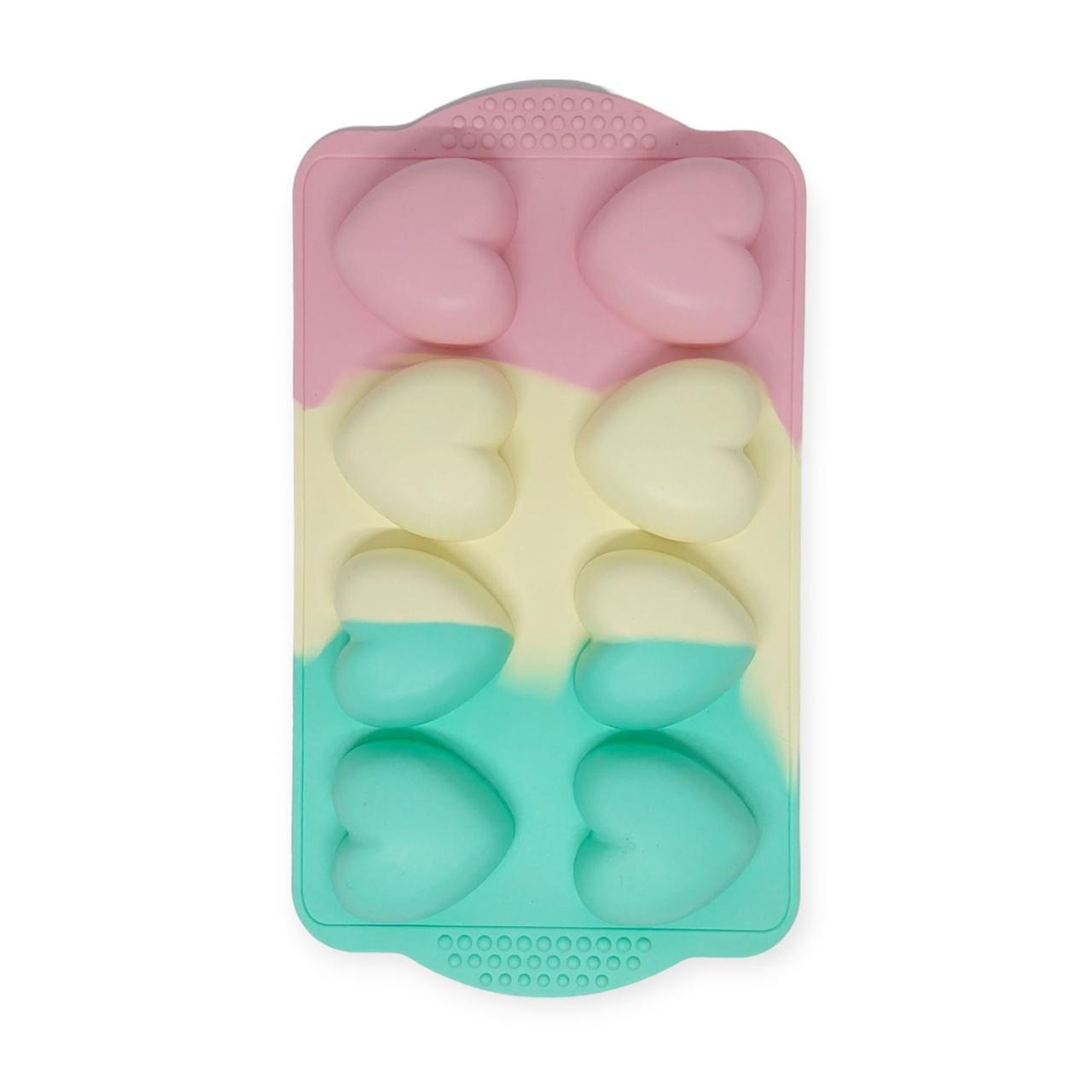 Форма силиконовая Сердечка 8в1 для евродесертов и минибисквитов Разноцветный (203791) - фото 3