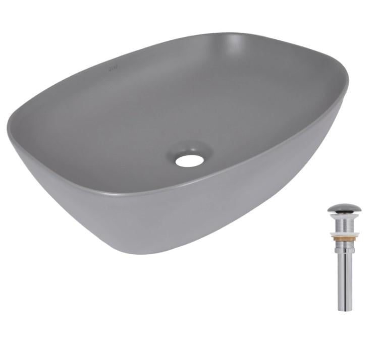 Раковина накладная прямоугольная Qtap Cardinal с донным клапаном Stone Grey (QTCAR188SG49824)