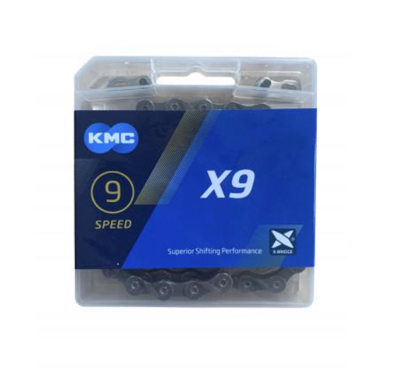 Цепь на велосипед KMC X9 9 скоростей 1/2"x11/128 114 с замком Gray (BX09GG114) Цепь на велосипед KMC X9 9 скоростей 1/2"x11/128 114 с замком Gray (BX09GG114)