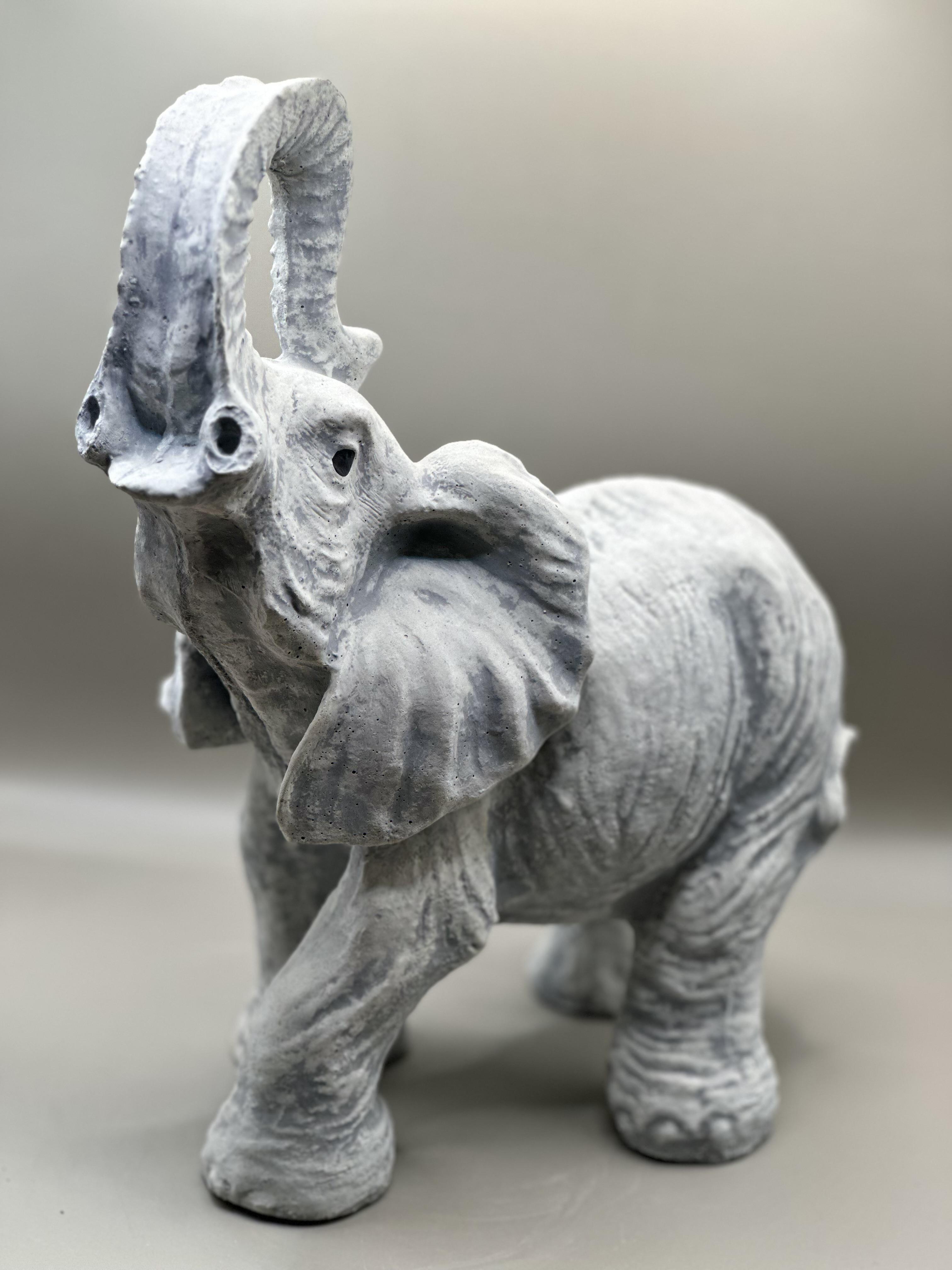 Садовая фигура/статуэтка Слон Бивень из цемента ручная работа 15 см (145879)