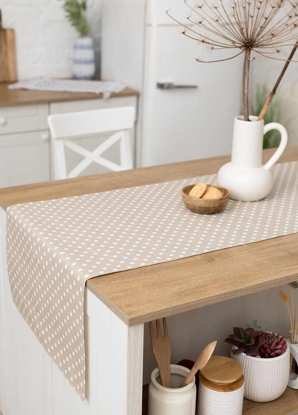 Скатерть-дорожка Горошок бежевый 180x47 см (12378050)