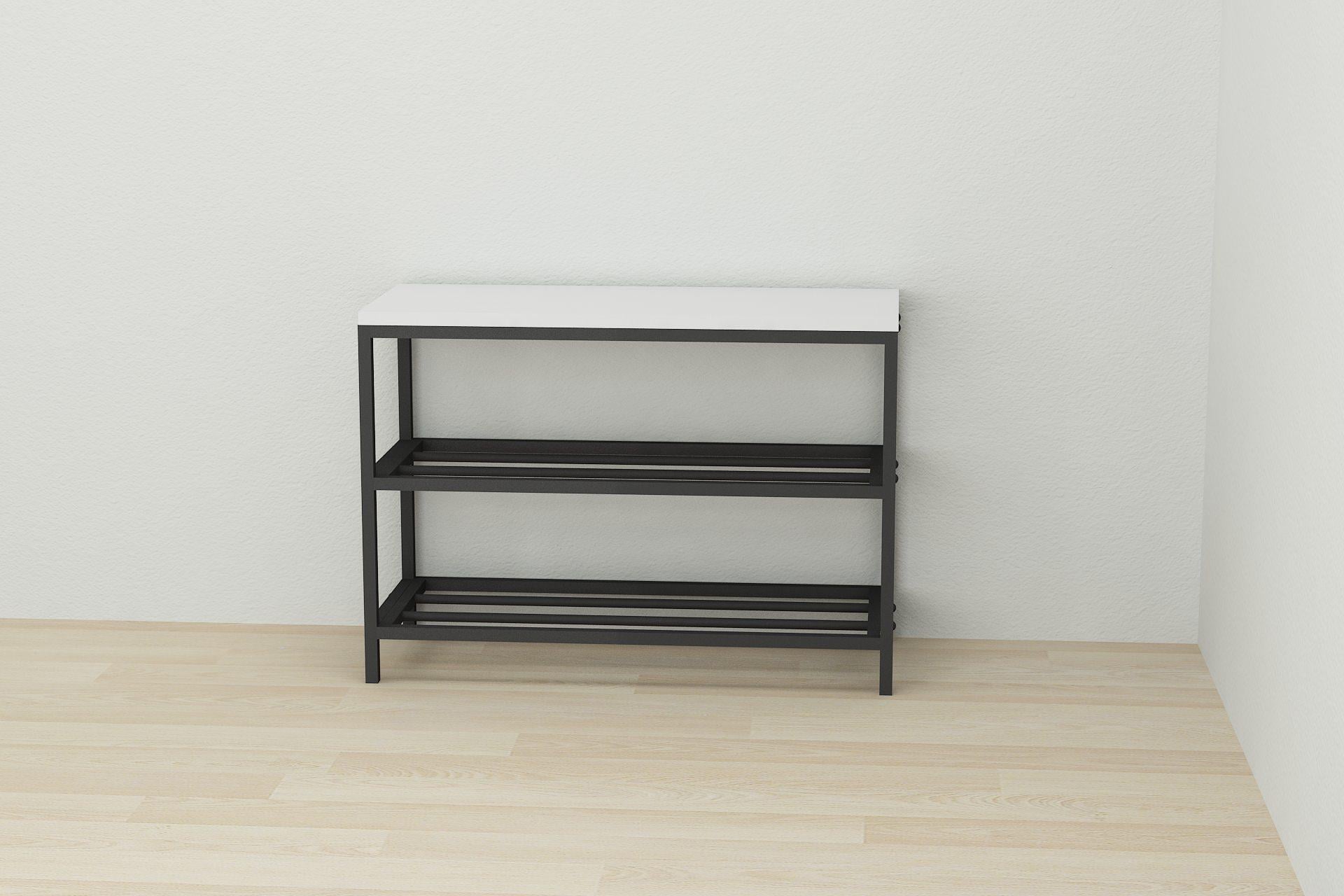 Банкетка универсальная Ferrum-decor Слайм ДСП 16 мм 45x63x26 см Черный/Белый (FRD-104070)