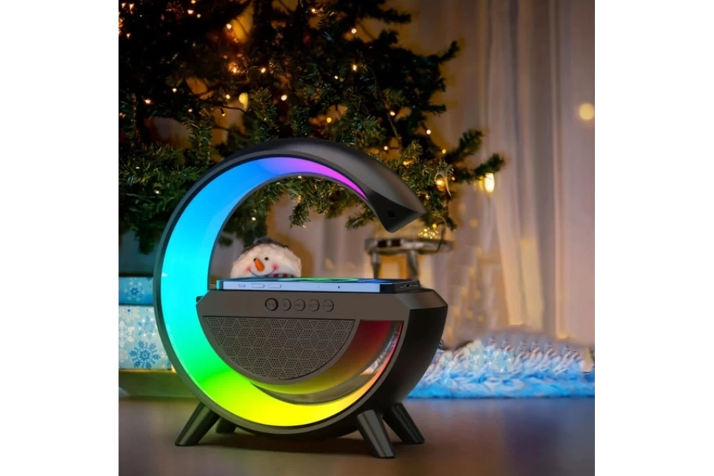 Лампа-нічник смарт настільна BT-2301 RGB Rainbow Light-Wireless з Bluetooth колонкою бездротова зарядка Black (374373) - фото 2