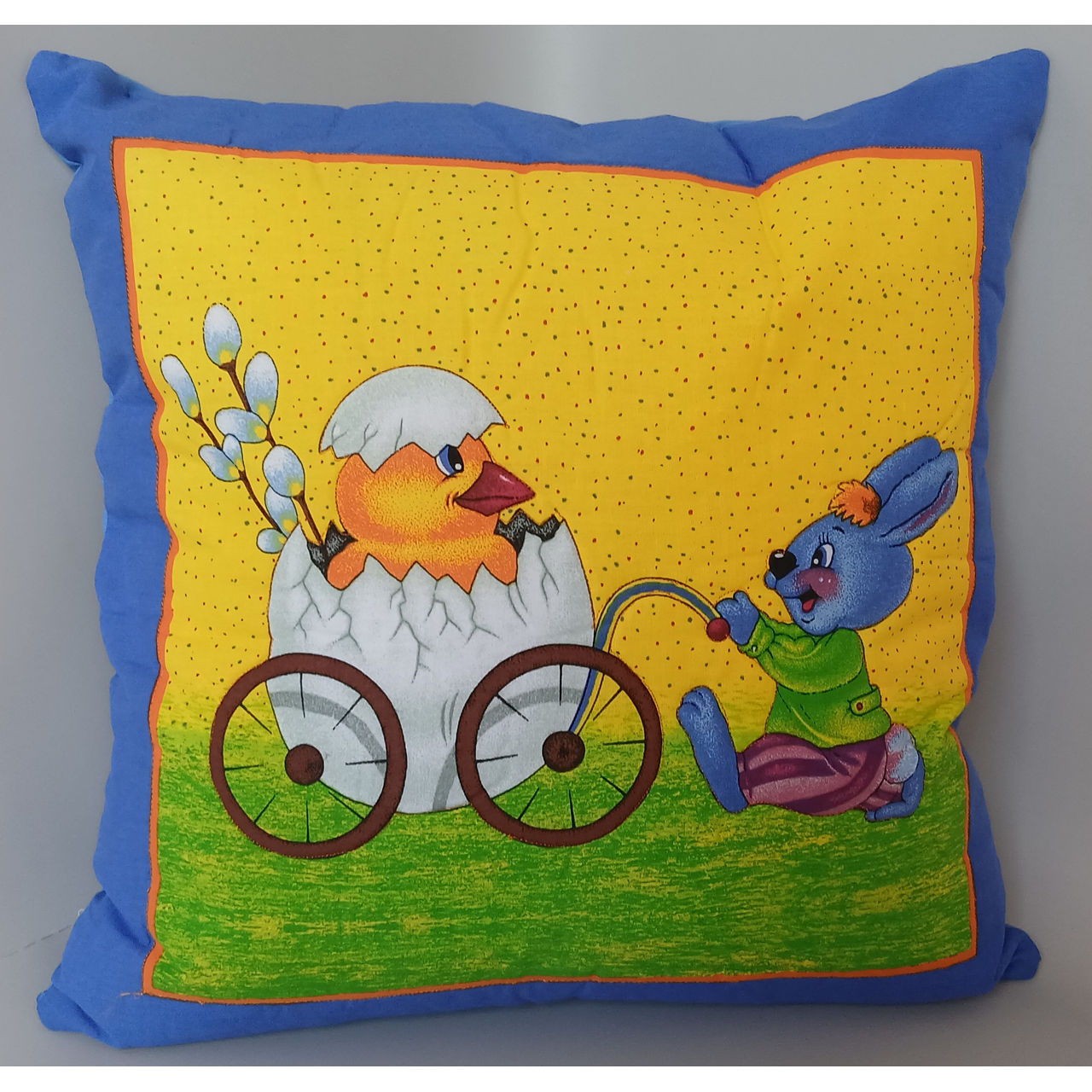 Наволочка детская хлопковая Кролик и коляска 40х40 см (1_1933_14)
