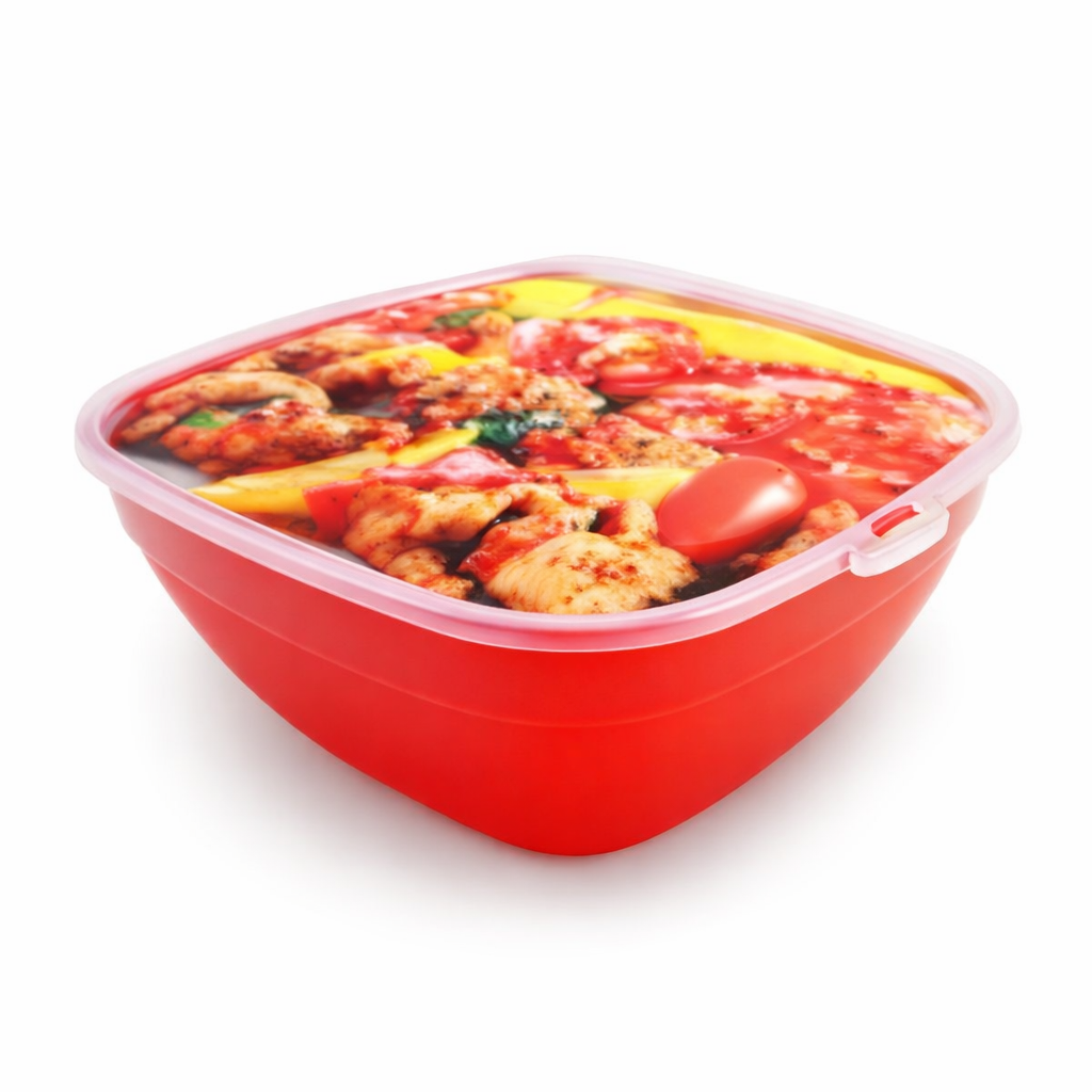 Миска с крышкой PB-225 1,5 л 19х19х8 см Красный (33088151)