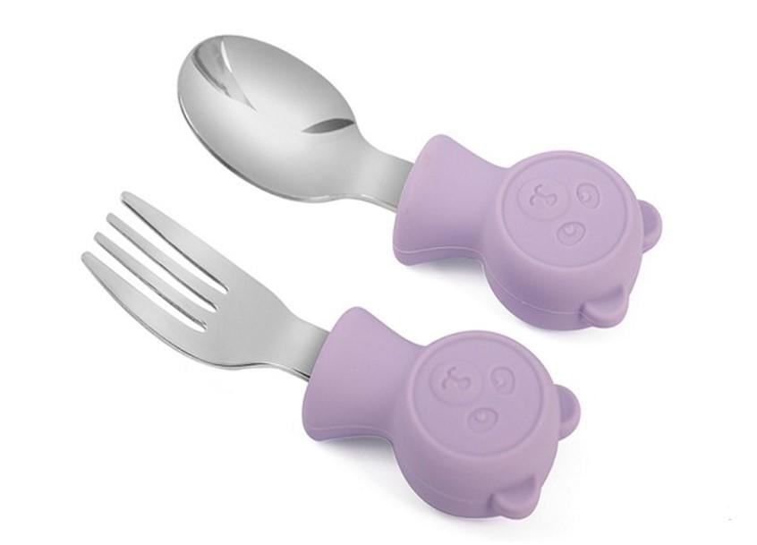 Набор детского фраже вилка/ложка силикон 9,5х3 см 2 пр. (AN012697)