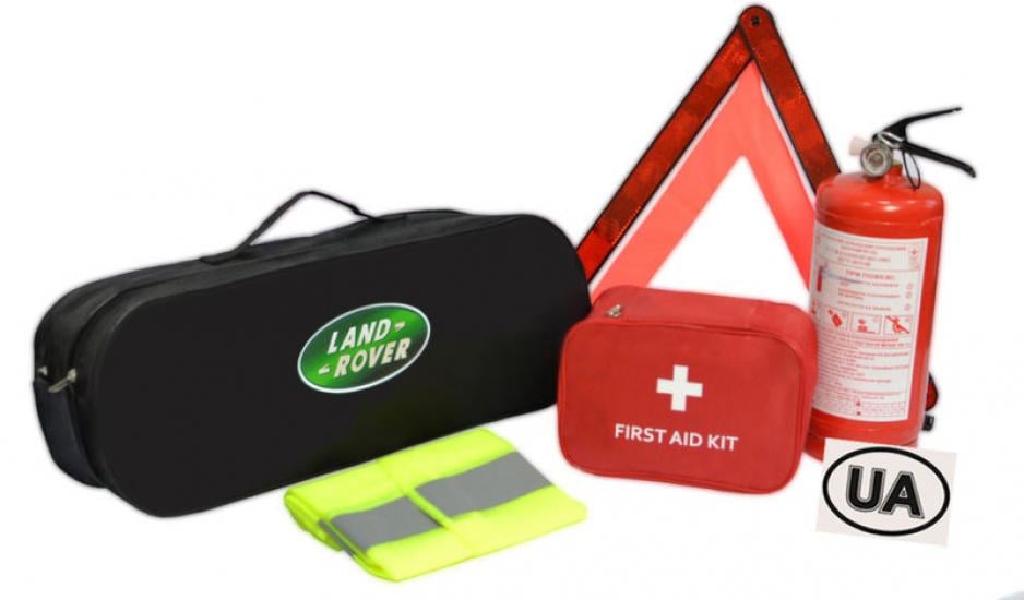 Набор автомобилиста Land Rover Евростандарт аптечка/жилет/огнетушитель 50х18х17 см Black (117978)