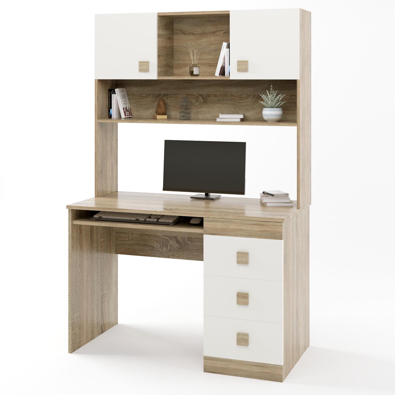 Стол письменный с надстройкой Эверест Соната Дуб сонома/Белый (DTM-2626)