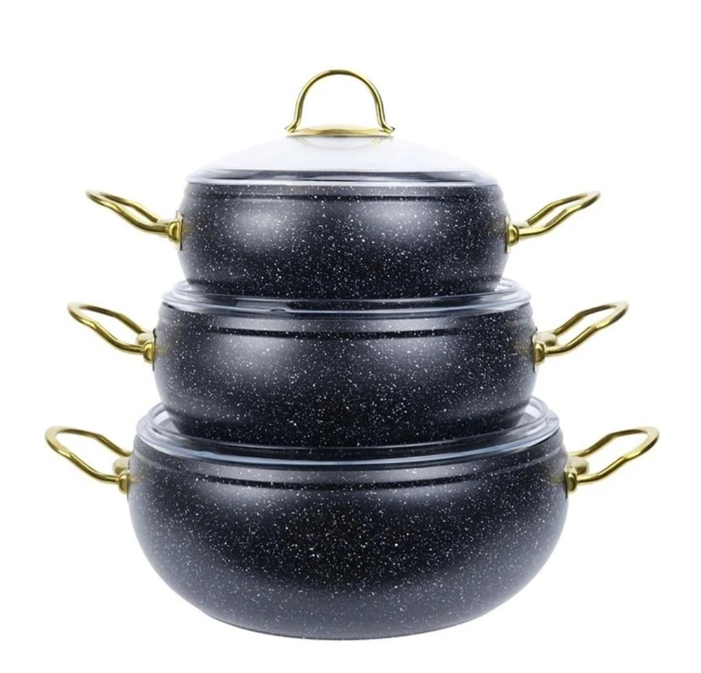 Набір посуду з кришками Edenberg литий алюміній з мармуровим покриттям 6 пред. (EB-12943)