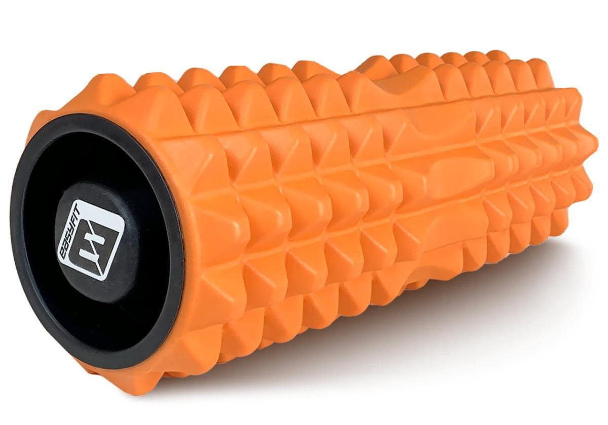 Массажный ролик EasyFit Grid Roller v.1.2 с заглушками с двух сторон 33 см Оранжевый (EF-2022a-OR)