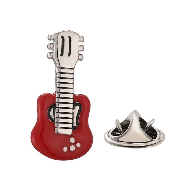 Значок-пин в виде гитары Красный