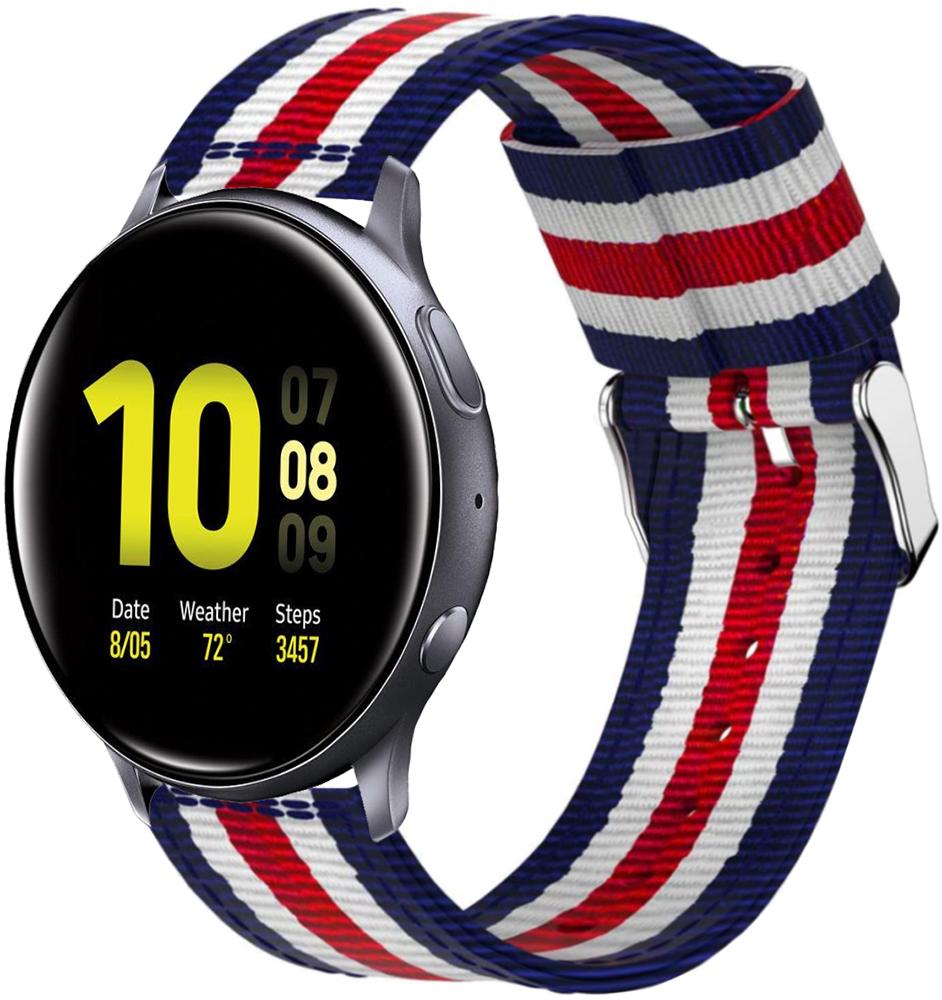 Ремешок тканевый Canvas для Galaxy Watch Active Blue/White/Red (20535)
