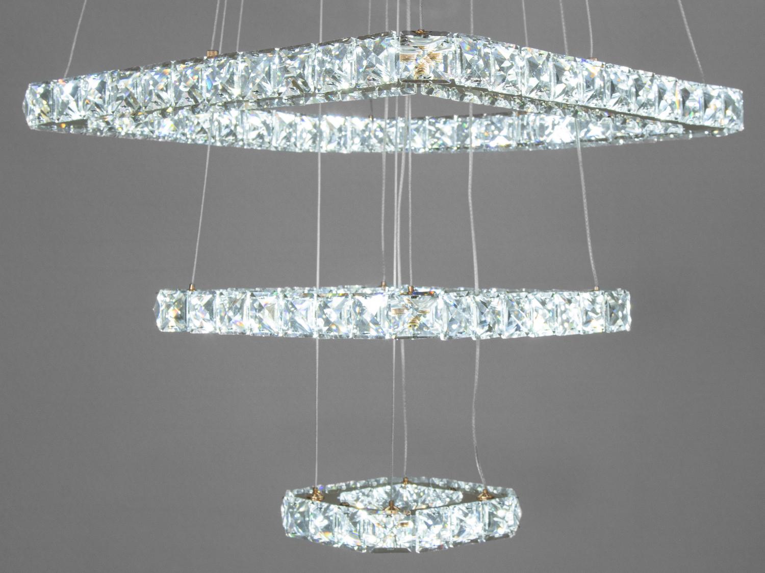 Люстра многоуровневая с кристаллами и димером (7262W/400+280+160G)