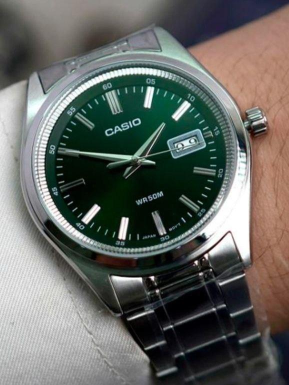Наручний годинник чоловічий Casio MTP-B180D-3A Timeless Collection з сталевим корпусом Зелений (2900763679)