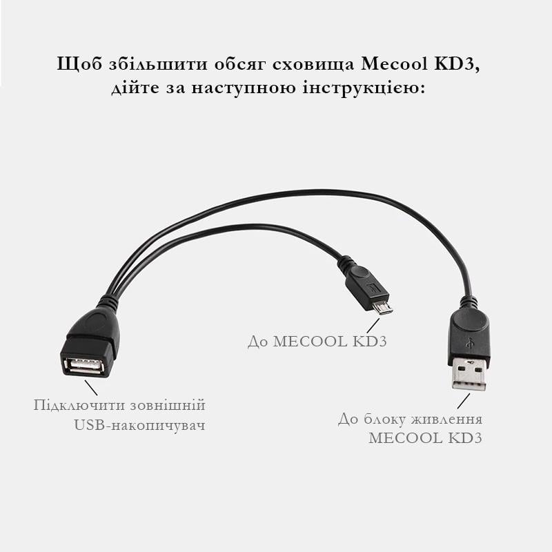 Кабель-перехідник OTG USB для ТВ приставок Mecool KD1/KD2/KD3 и X96S. (812-1) - фото 2