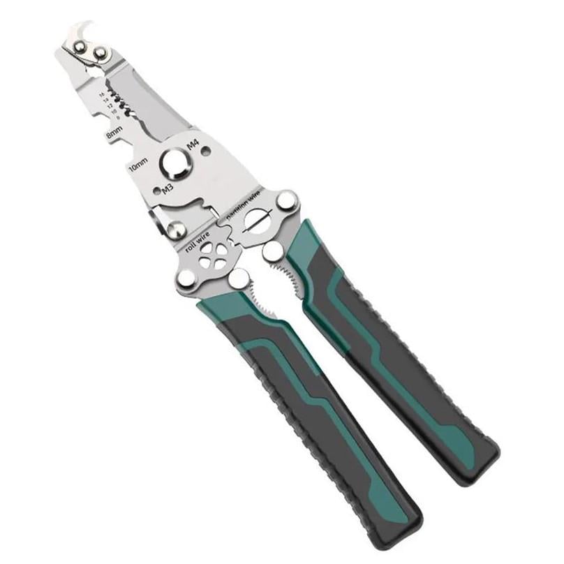 Клещи стриппер RIAS XT-12005 для зачистки и обжима резки проводов 22,3 см Green (3_06595)