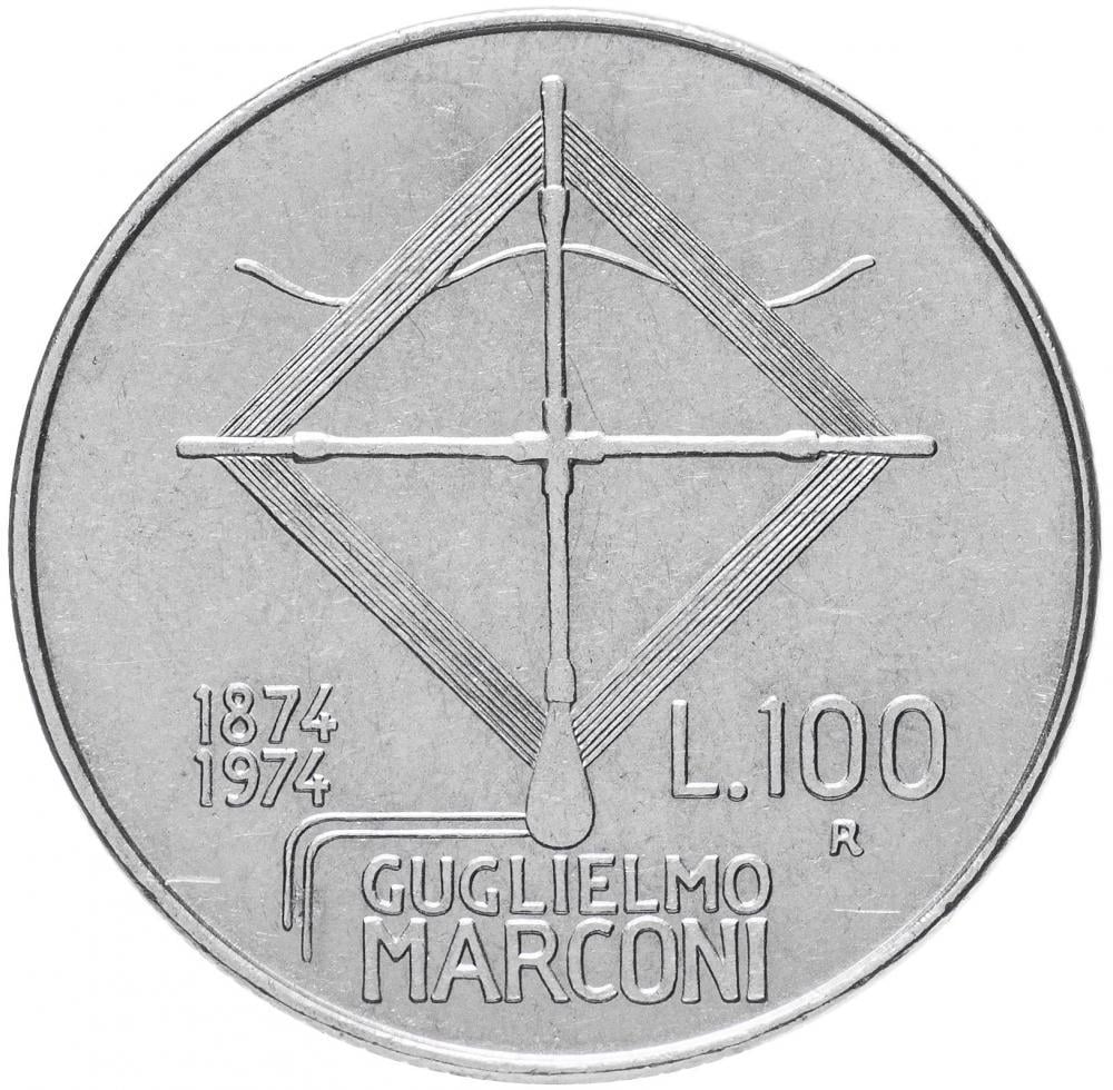 Колекційна монета Італія 100 лір 1974 VF (KM#102)