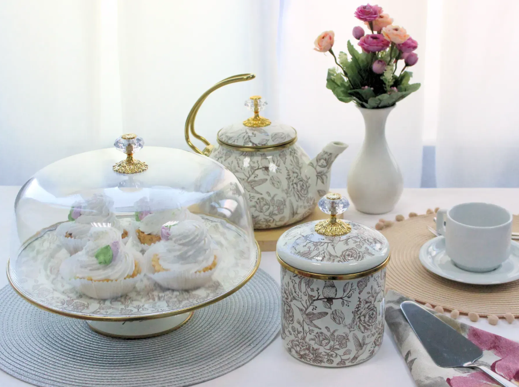 Тортовница эмалированная BIRD Elmani с крышкой на ножке 30 см - фото 5