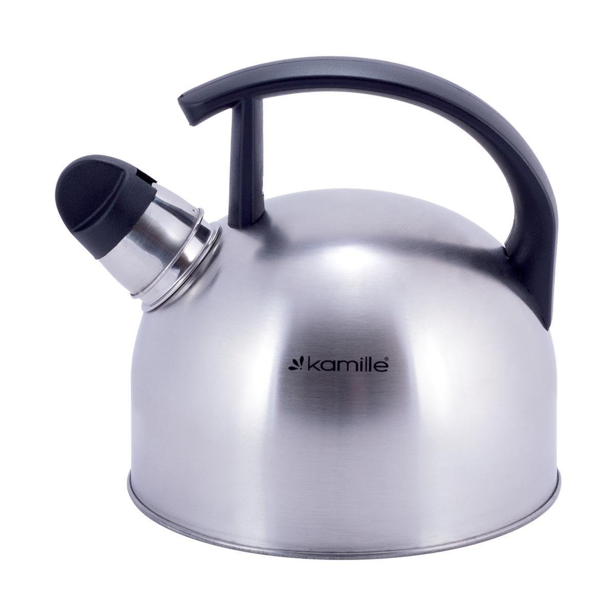 Чайник Kamille Vizo из нержавеющей стали со свистком для индукции и газа 1,5 л