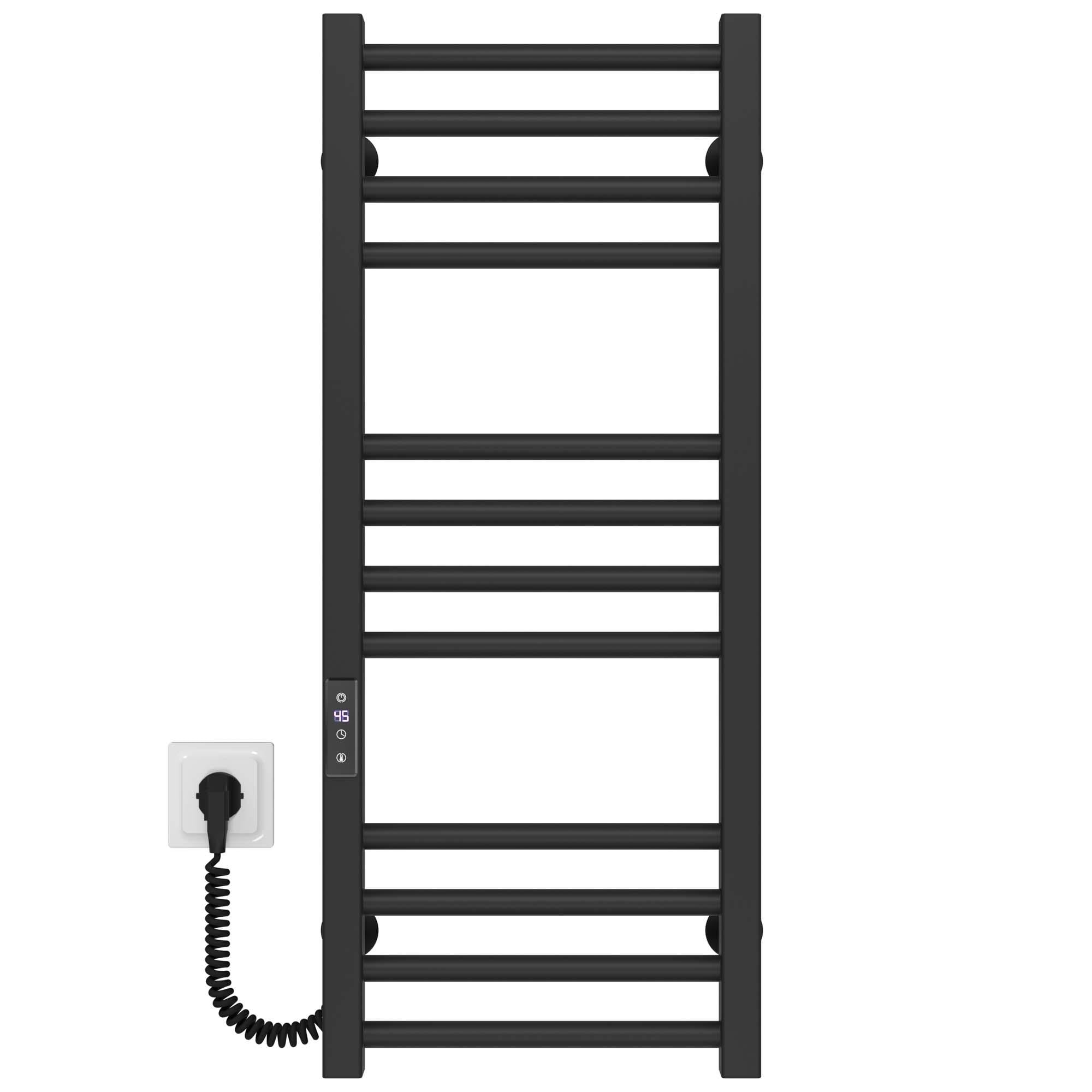 Полотенцесушитель электрический Deffi Lima П12 JD04 левое подключение нержавеющая сталь 400х800 мм Черный (A.LI.80.40.12.E.B.L.2)