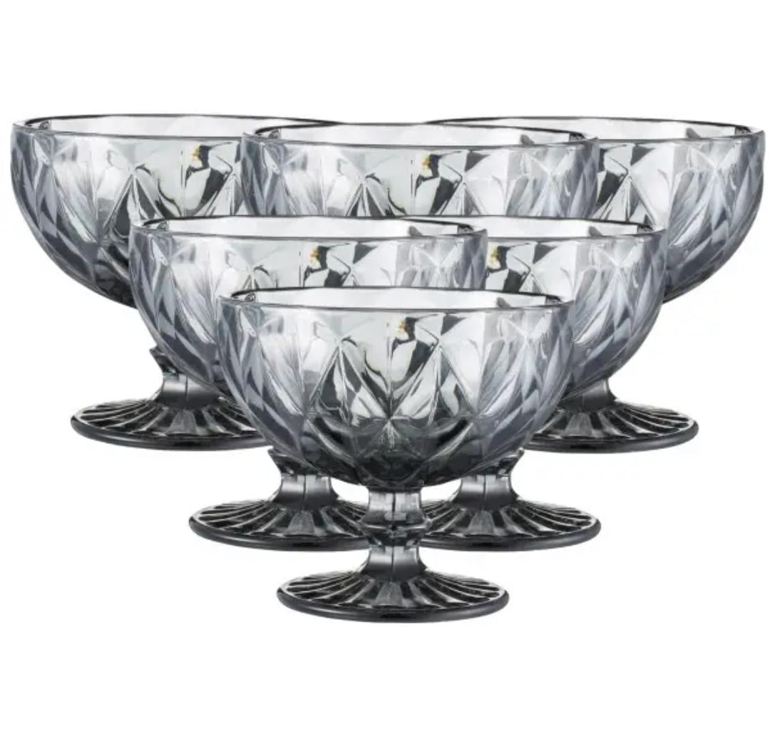 Набор креманок TS Kitchen HP037G из толстого стекла граненых 6 шт. Серый (HP037G)