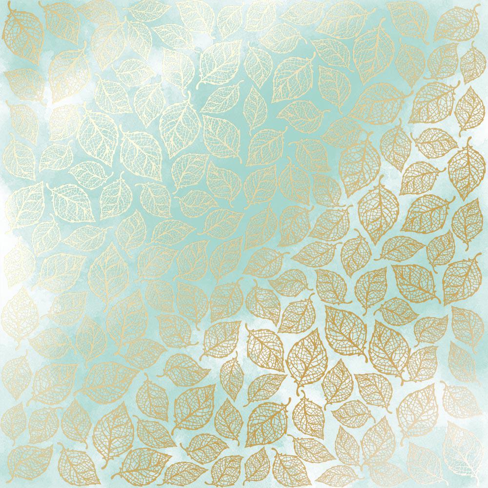 Лист бумаги односторонний Golden Leaves mini с фольгированием 30,5х30,5 см Mint/Watercolor