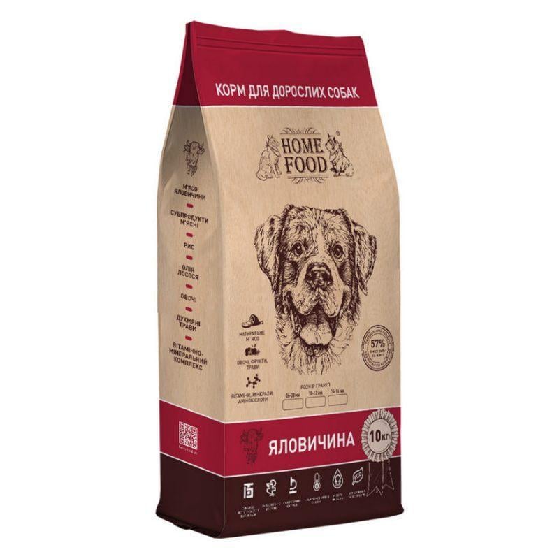 Корм сухий для дорослих собак середніх порід Home Fod з яловичиною 10 кг (4828331281000)