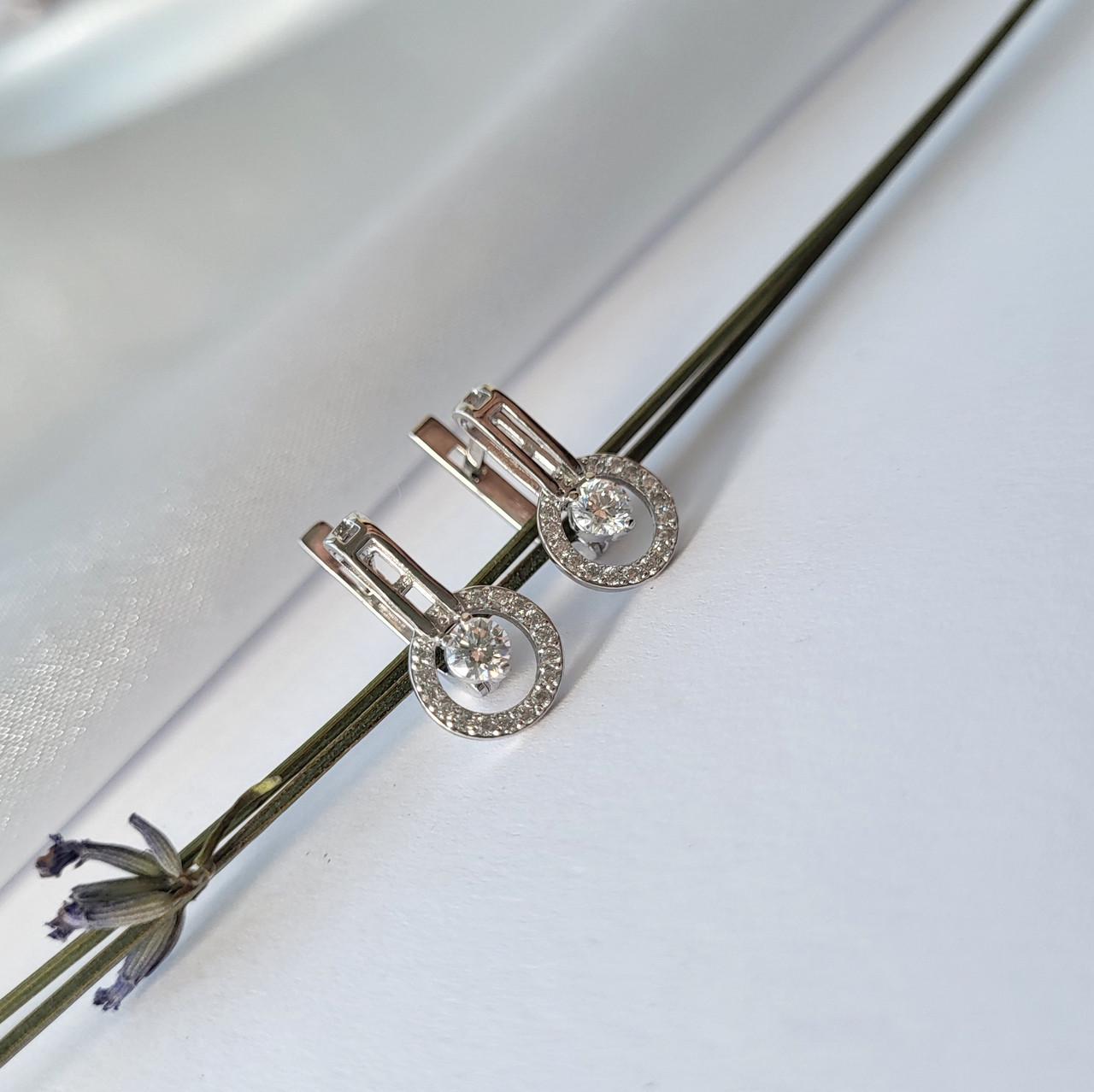 Серьги Круг в белых камнях серебро 925 пробы 2,90 г (5550р)