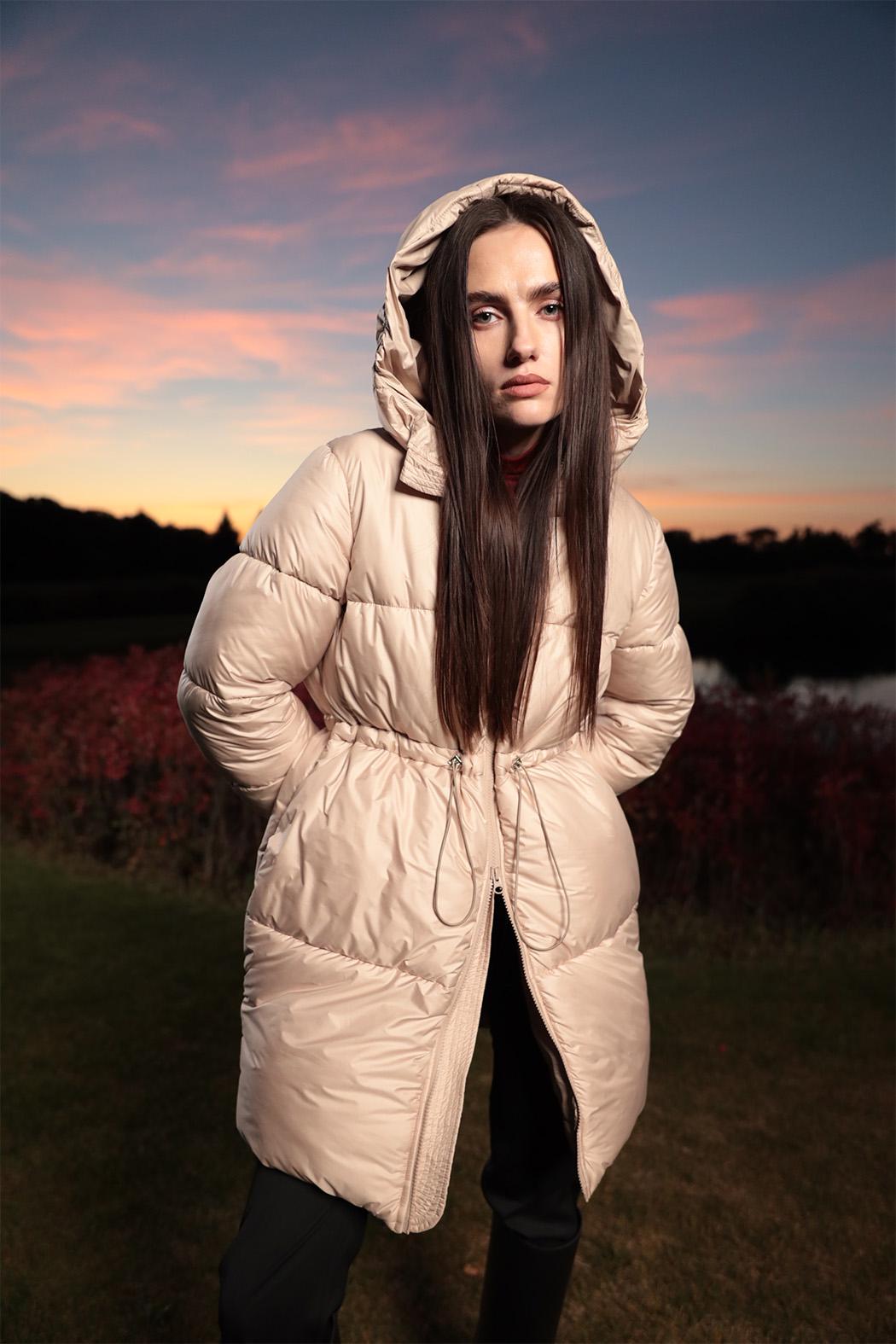 Пуховик середньої довжини Бежевий (KPL_009)