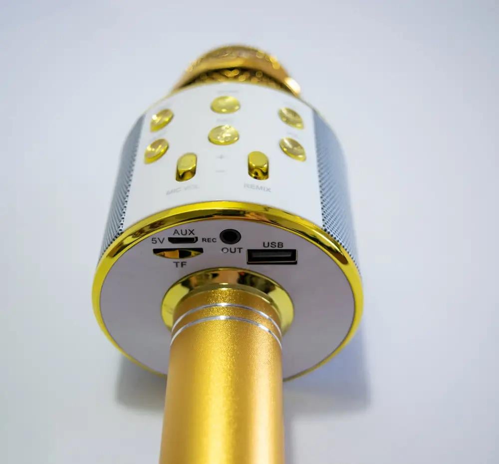 Портативний бездротовий Bluetooth мікрофон для караоке WS-858 (1007432-Gold-1) - фото 2