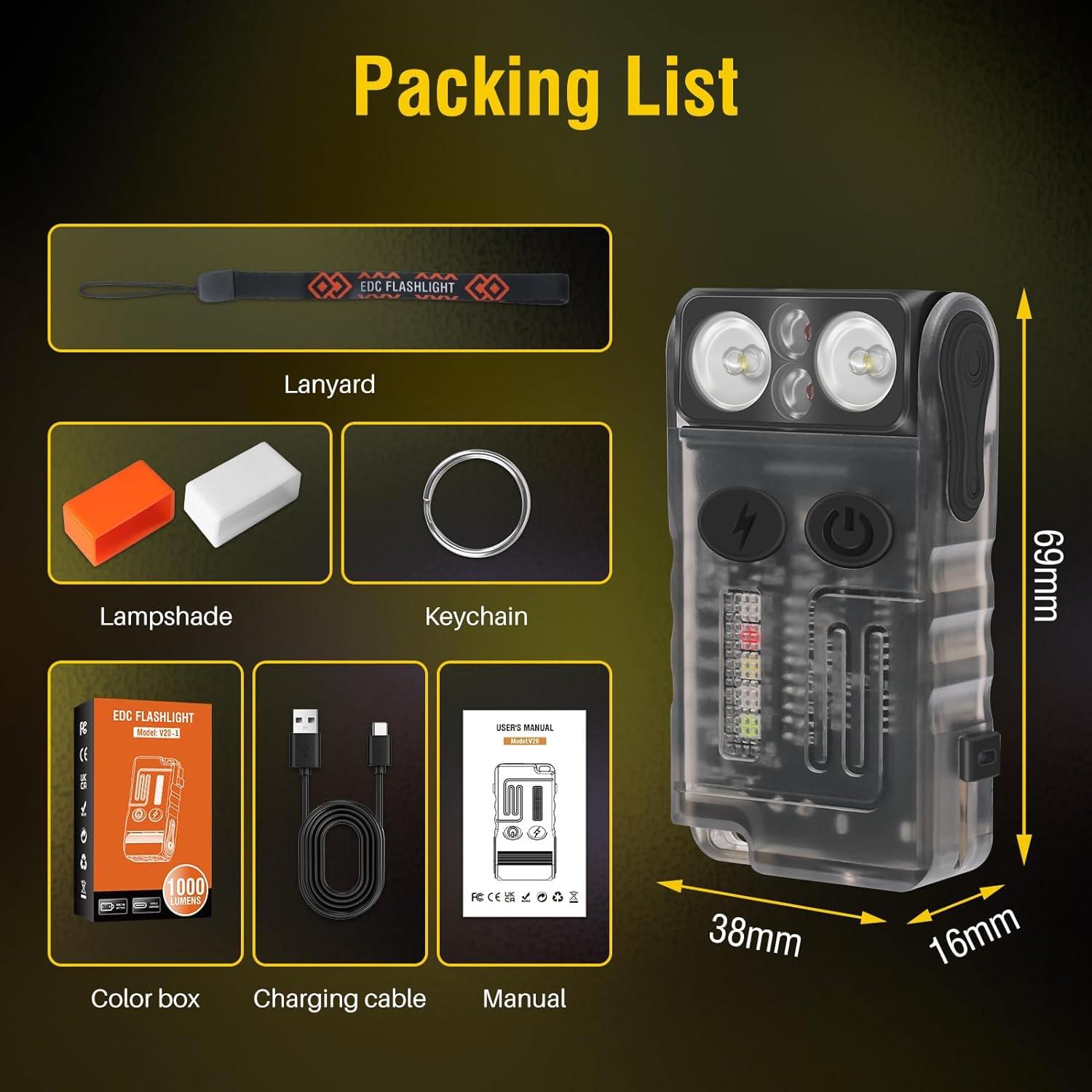 Фонарь-брелок Boruit V20-1 возвращается на 180° 1000 Лм IP67 с УФ Черный (23853311) - фото 4 Фонарь-брелок Boruit V20-1 возвращается на 180° 1000 Лм IP67 с УФ Черный (23853311) - фото 4