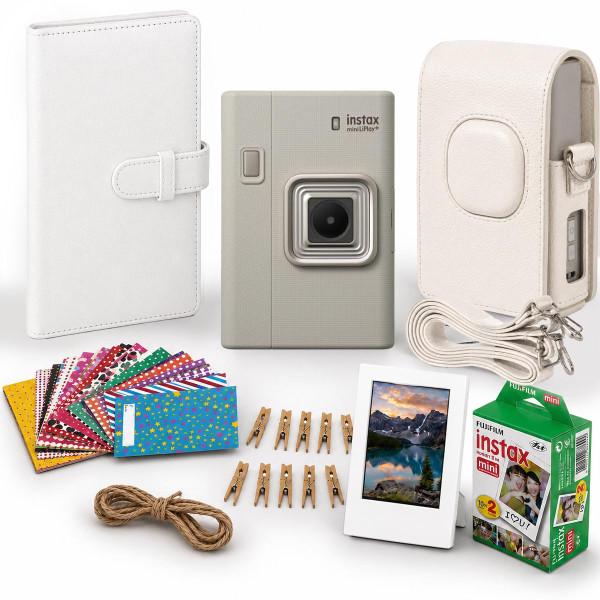 Набор камера моментальной печати Fujifilm Instax Mini LiPlay+ с чехлом/фотоальбом 108/фотопленка 20 шт./наклейки 20 шт./фоторамка Beige (36603469)