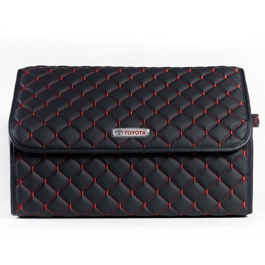 Сумка-органайзер с лого Toyota в багажник CarsBAG Экокожа 30x50x30 см Черно-красный (acb-1036-1-30х50х30-10)