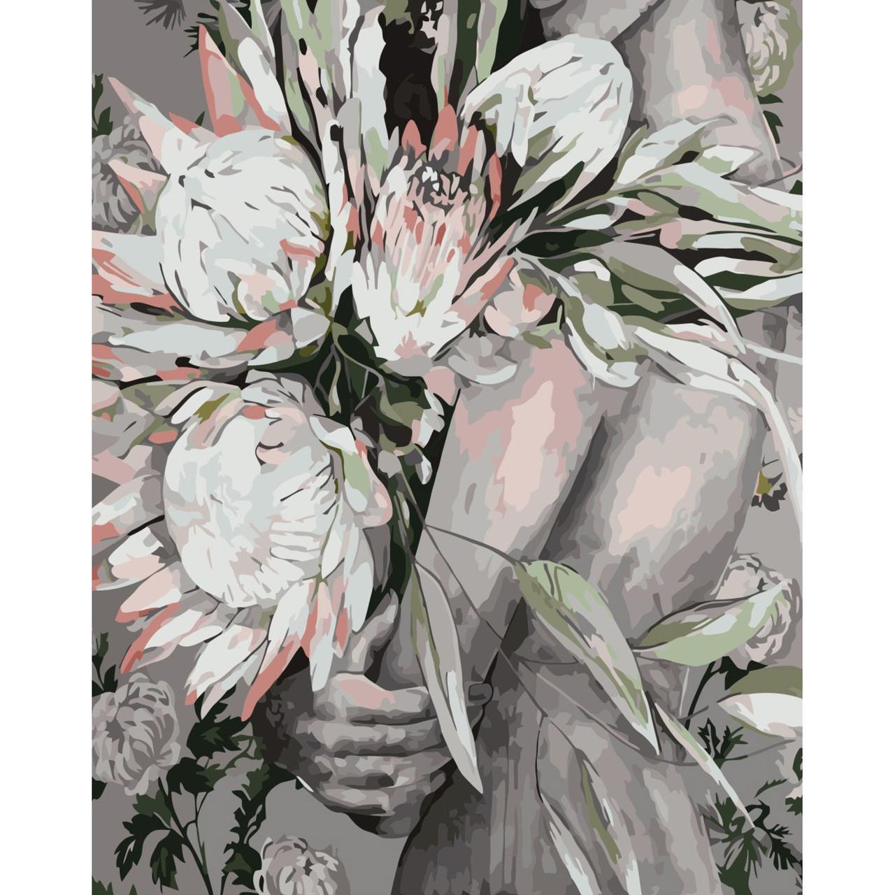 Картина по номерам Strateg Премиум Букет протеи в объятиях с лаком 40х50 см (VA-3344)