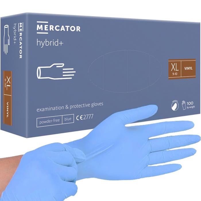 Рукавички нітровінілові Mercator Hybrid+ неопудрені XL 100 шт. - фото 1