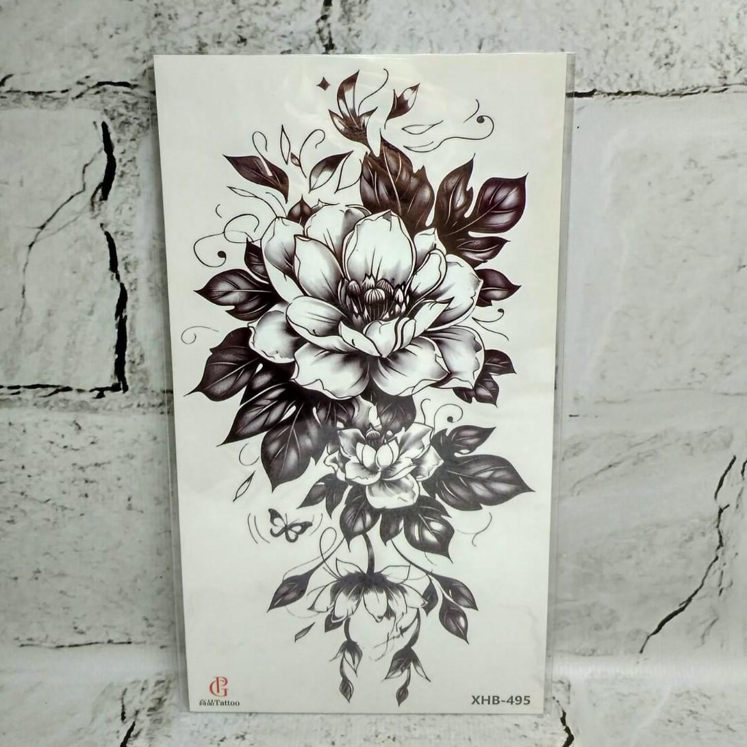 Тату временное Цветы лист 11,5x21 см (XHB-495)