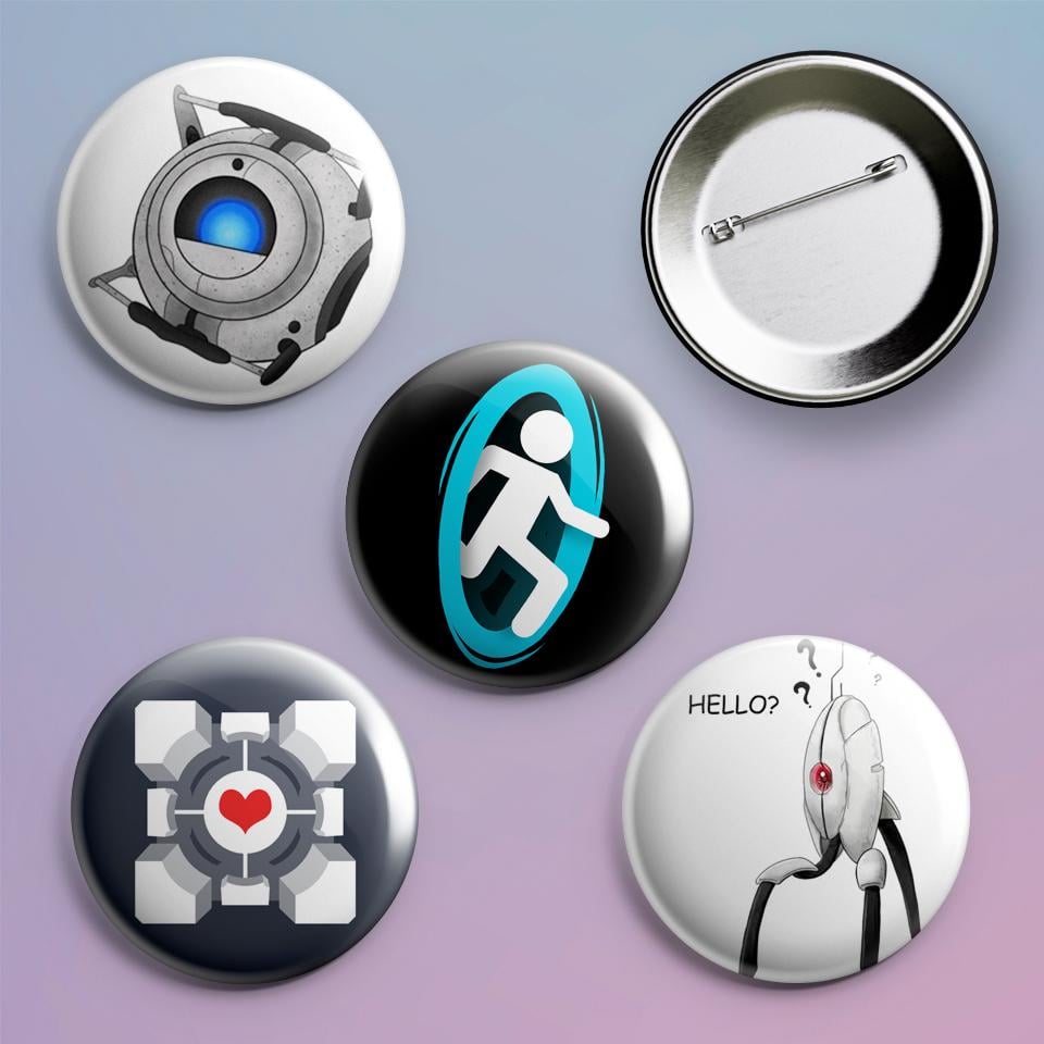 Значки на рюкзак с принтом игры Portal 4 шт.