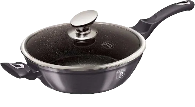 Сковорідка глибока Berlinger Haus Metallic Line Carbon Pro Edition з термостійкою скляною кришкою d 28 см (6896BH)