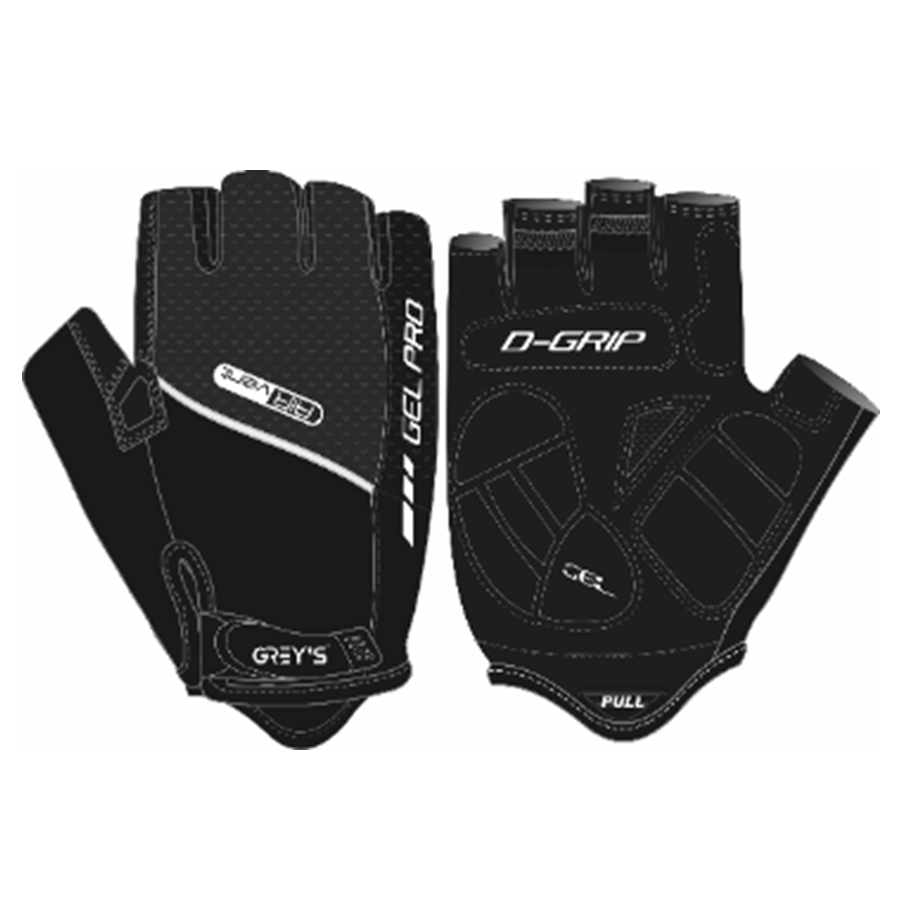 Перчатки Grey's с коротким пальцем вставки гелевые XL 100 шт. Black