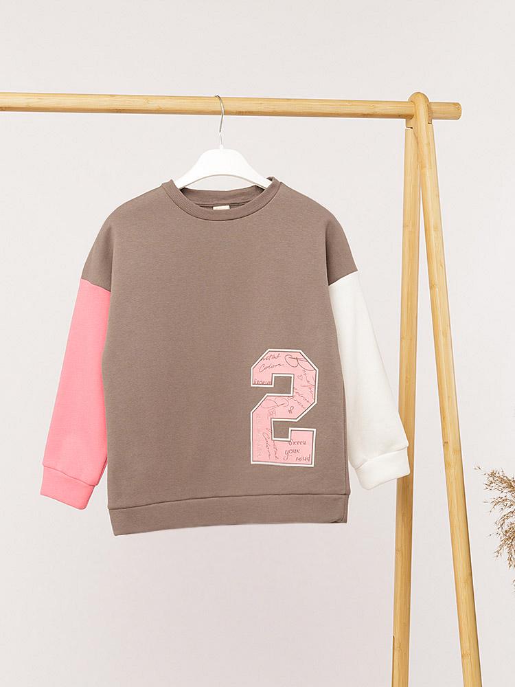 Свитшот для девочки ЦБ-00229863 158 см Капучино (28575512)