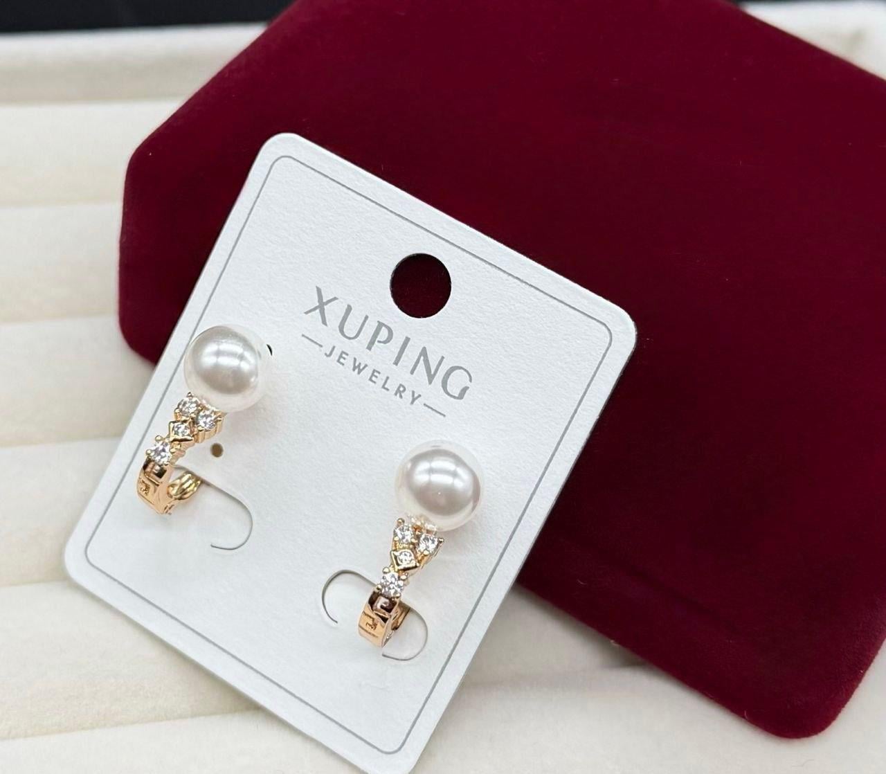 Серьги с жемчуженами сережки Xuping гипоаллергенные из медицинского сплава женские серьги перламутровые с жемчюгом
